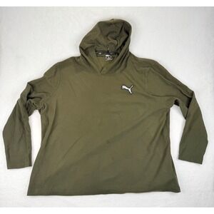 Puma Men's Olive Green Long Sleeve Hooded Shirt 4XL Athletic